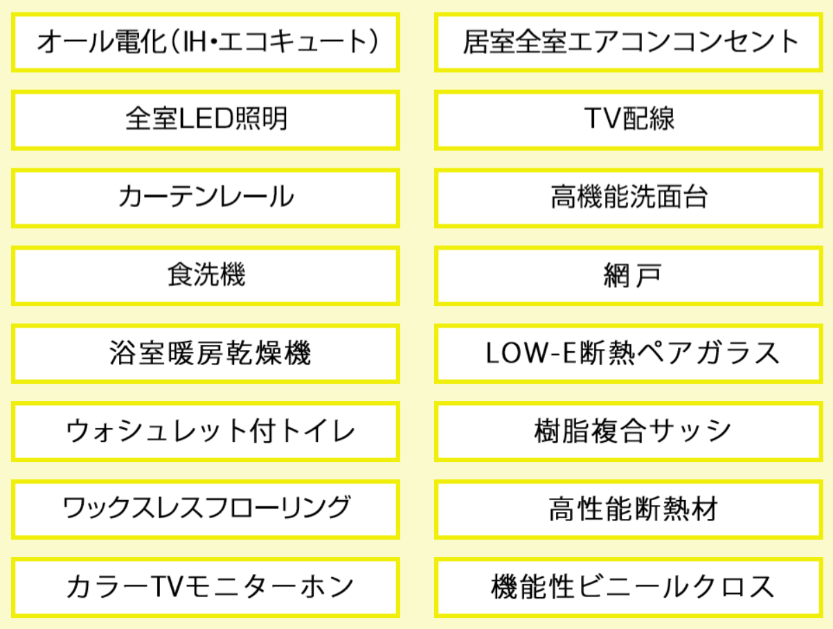 ヤングホームの標準装備一覧 